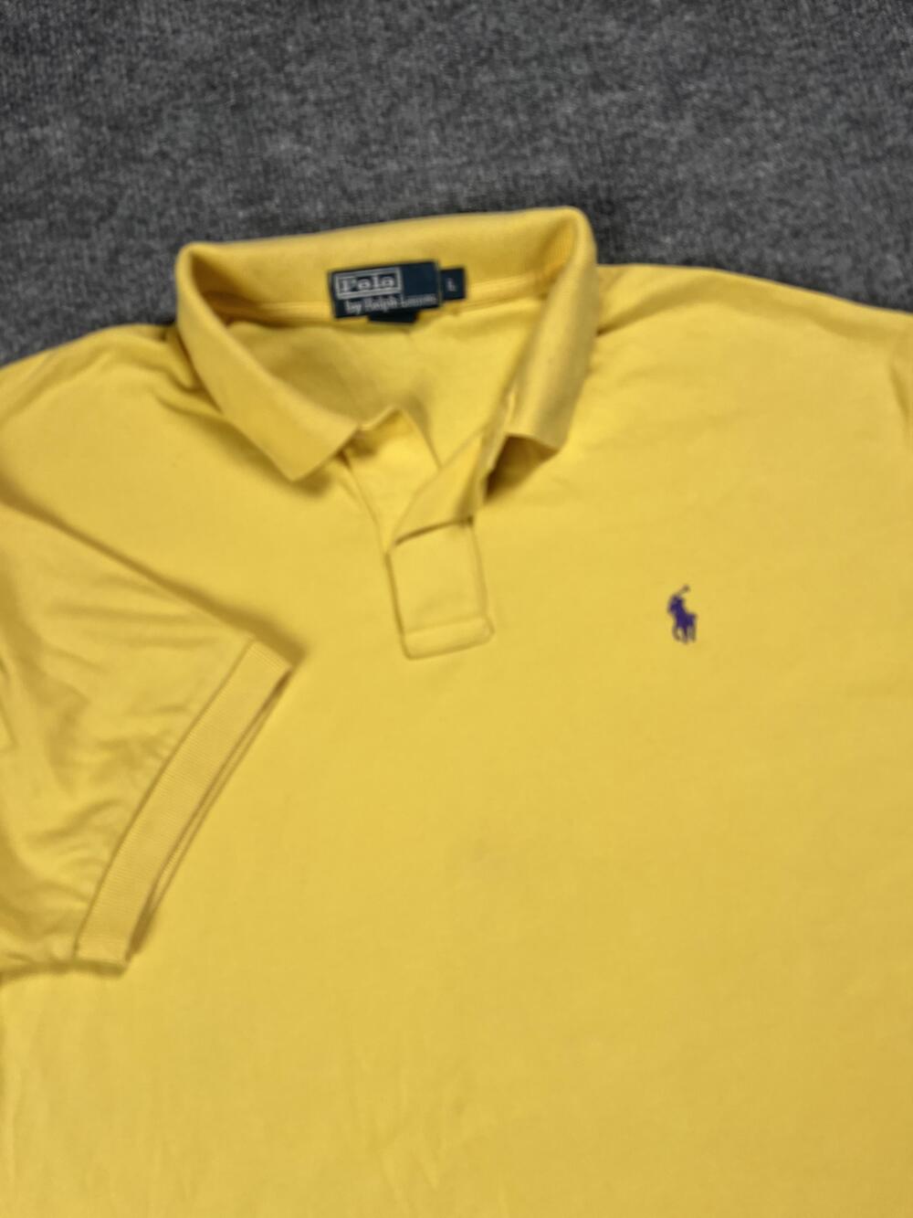Polo By Ralph Lauren Polo Shirt Yellow 100 Percent Cotton Solid Mens Large